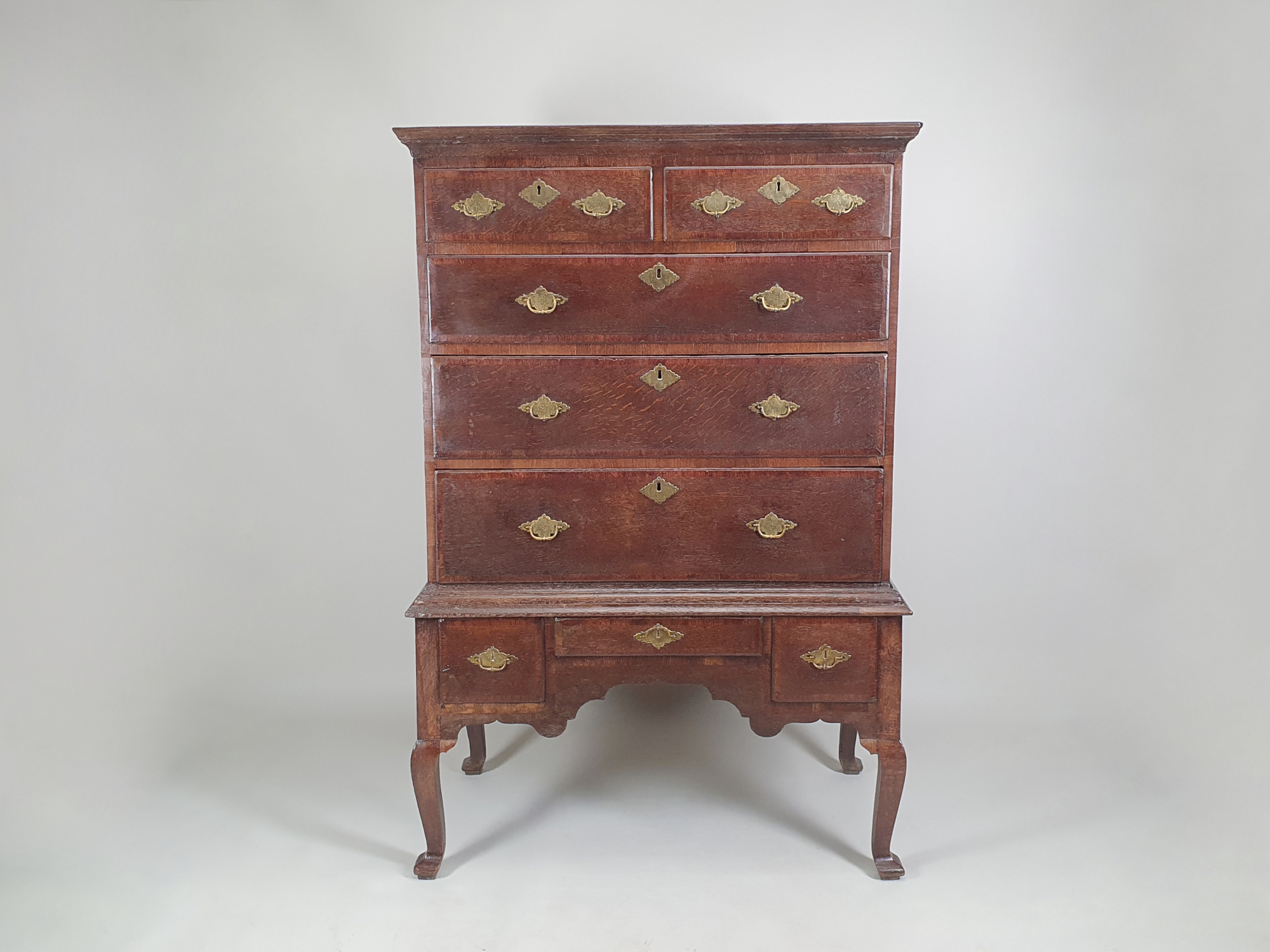 18th century English antique oak Chest on Stand 