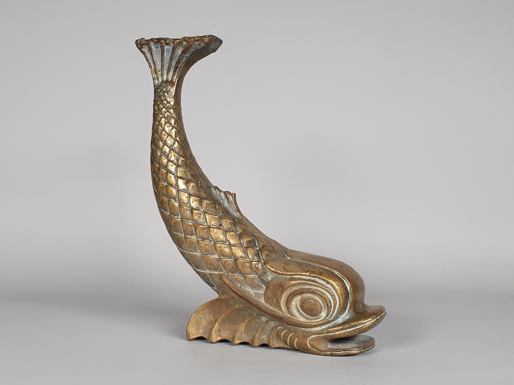 decorative antique heavy brass dolphin sculpture 