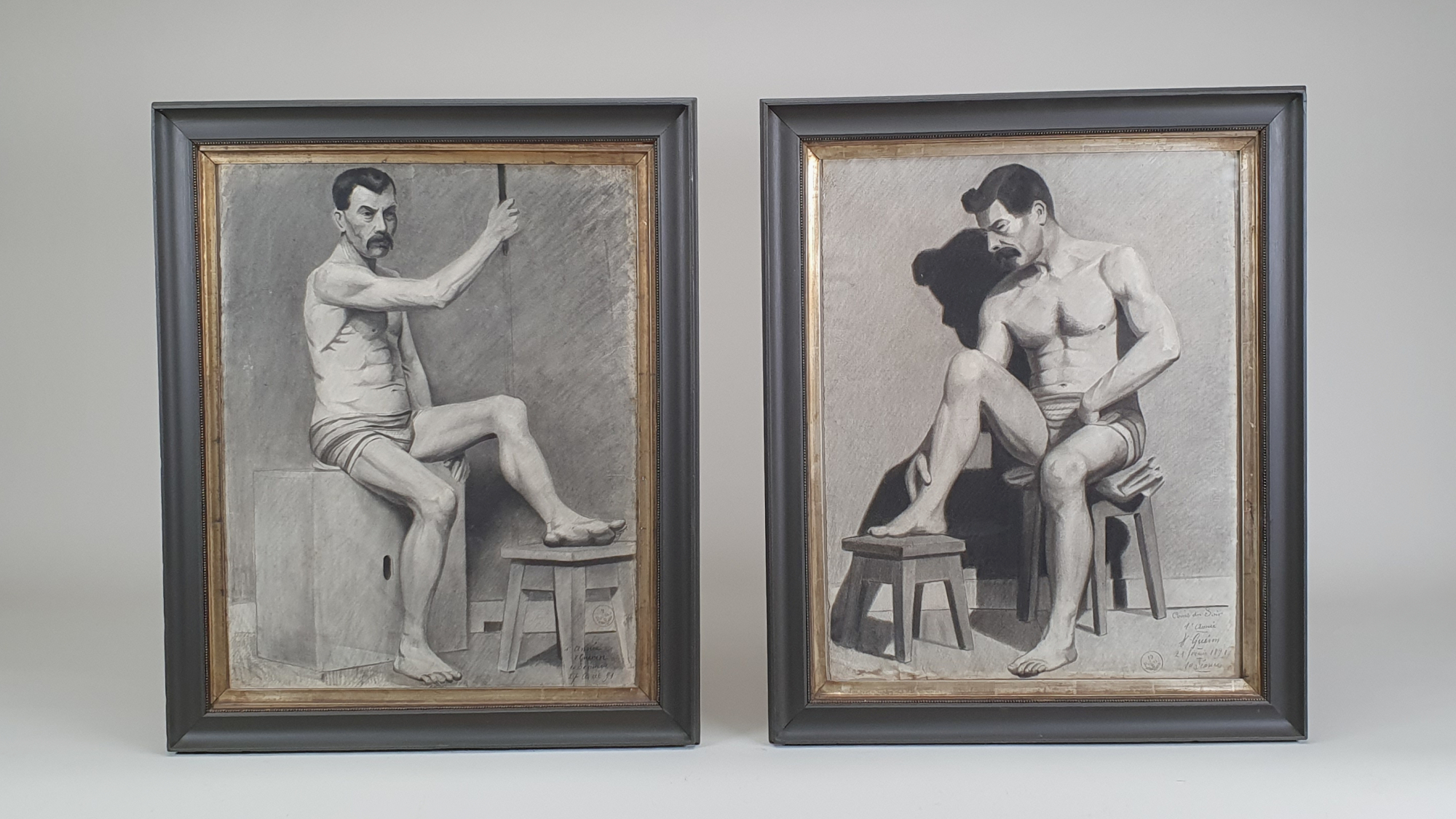 Decorative antique male nude sketches