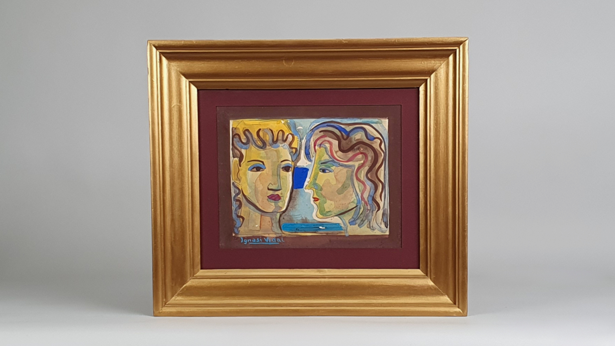 mid century antique painting by Ignasi Vidal
