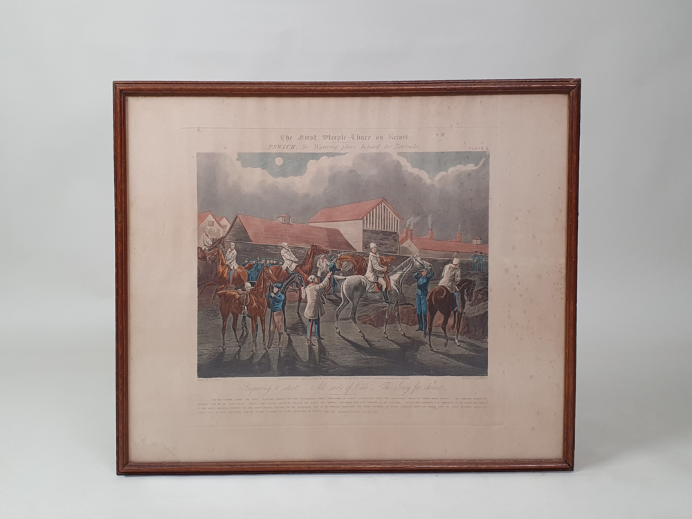 'The First Steeple Chase on Record' - set of 4 early edition etched aquatints