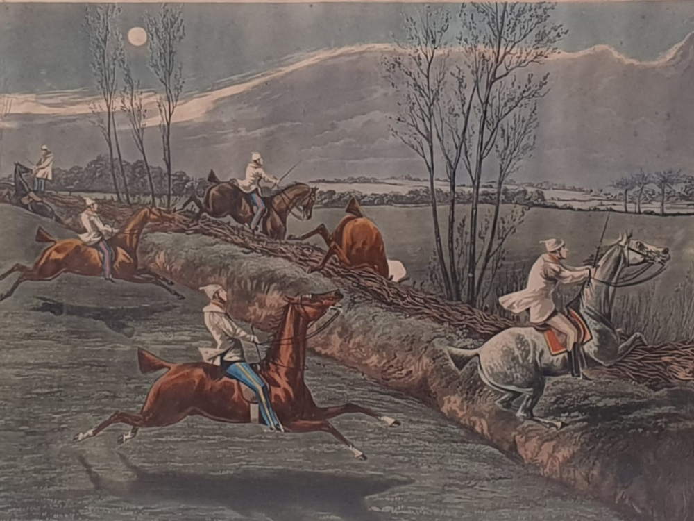 'The First Steeple Chase on Record' - set of 4 early edition etched aquatints