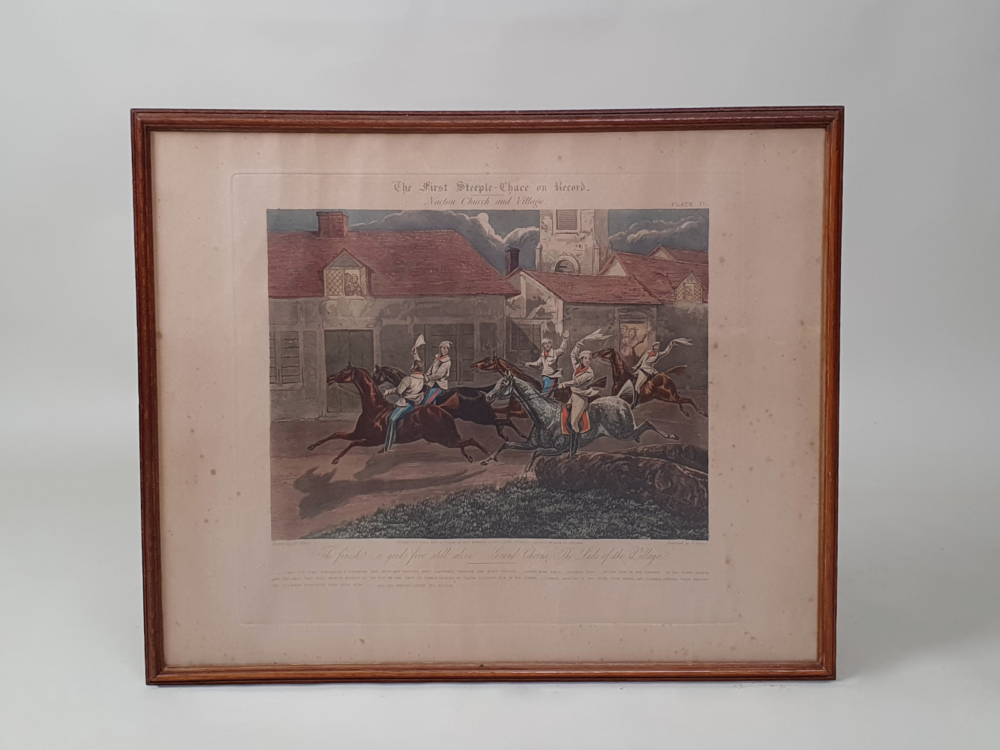 'The First Steeple Chase on Record' - set of 4 early edition etched aquatints
