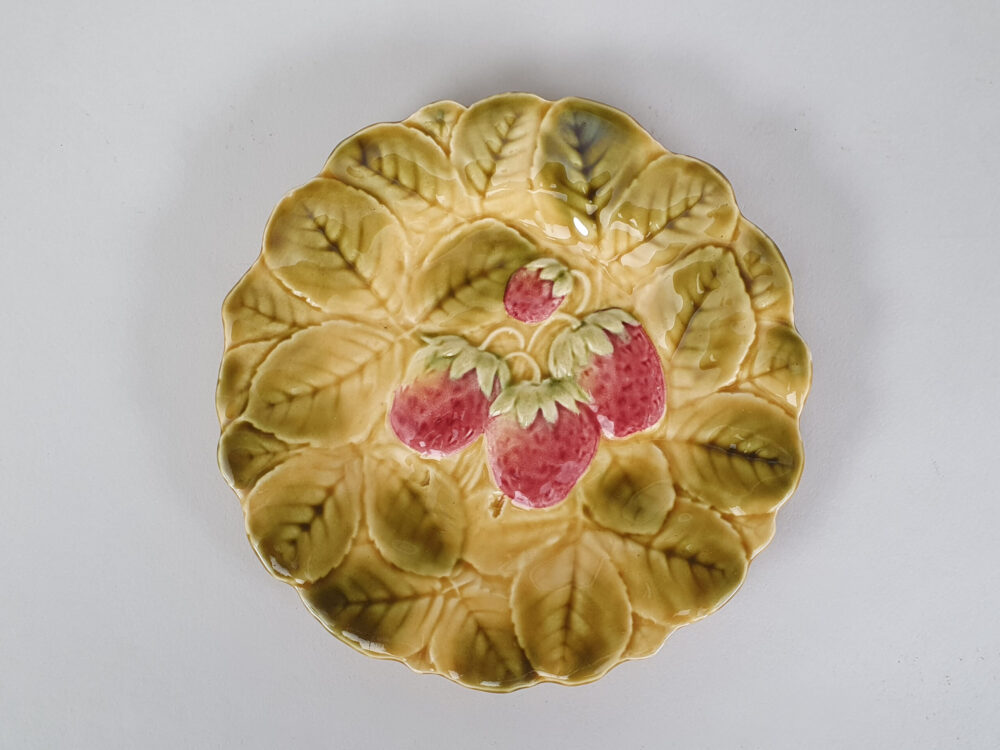 12 antique ceramic Sarreguemines majolica dessert plates