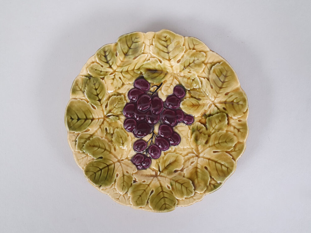 12 antique ceramic Sarreguemines majolica dessert plates