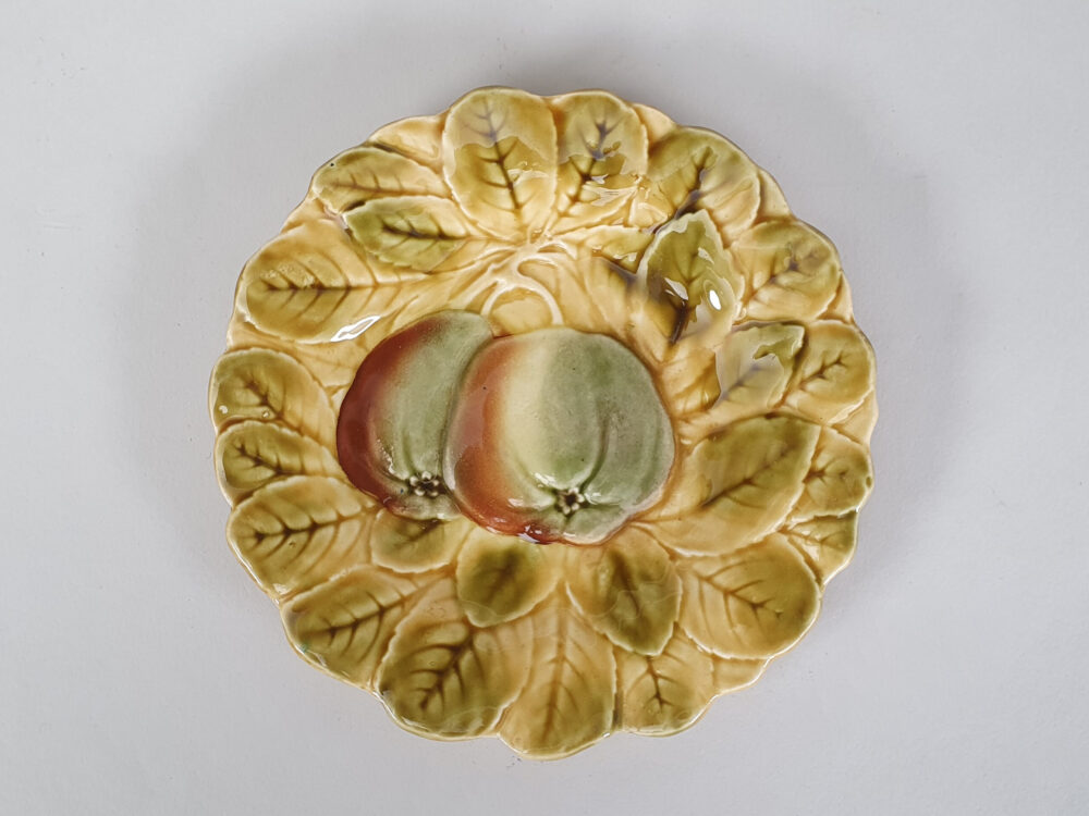 12 antique ceramic Sarreguemines majolica dessert plates