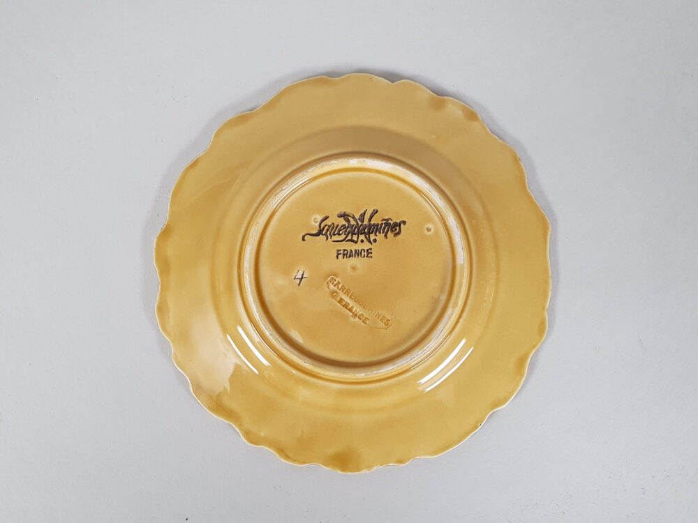 12 antique ceramic Sarreguemines majolica dessert plates