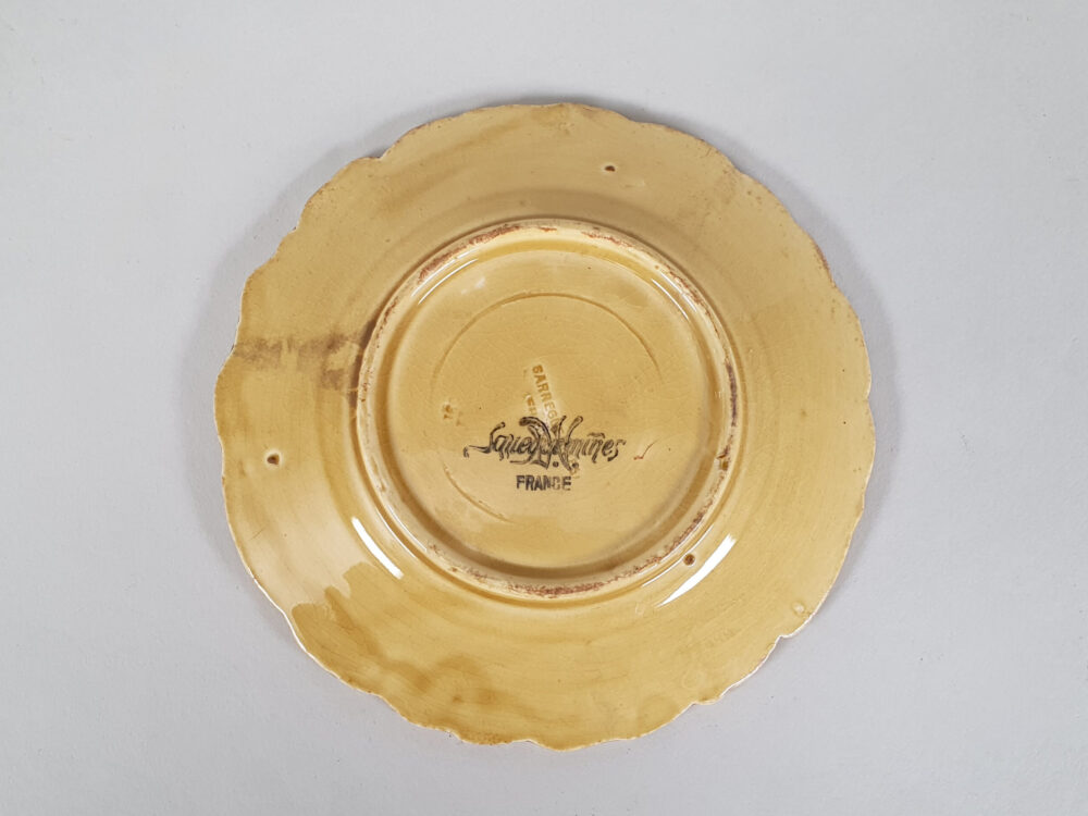 12 antique ceramic Sarreguemines majolica dessert plates