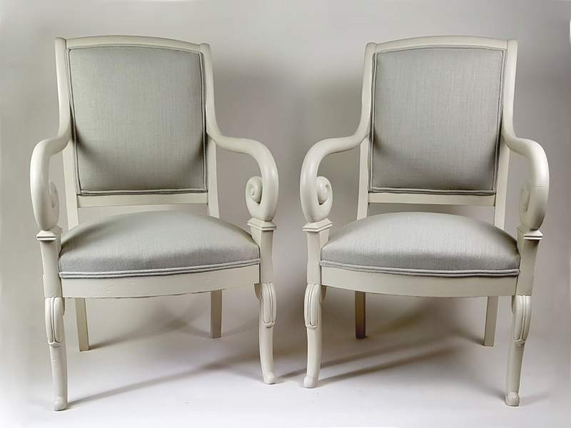 Pair of French Directoire style Arm Chairs