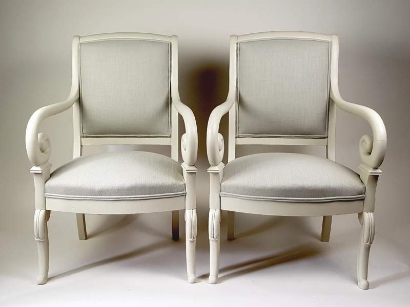 Pair of French Directoire style Arm Chairs