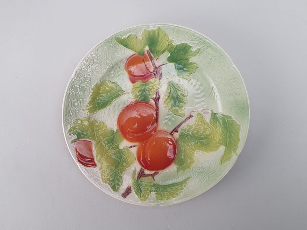 13 antique ceramic French faience Dessert Plates & Compotes, marked K & G, Saint Clement for Keller & Guerin