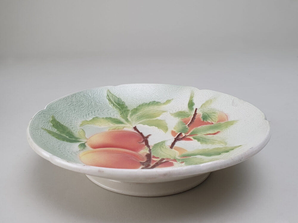 13 antique ceramic French faience Dessert Plates & Compotes, marked K & G, Saint Clement for Keller & Guerin