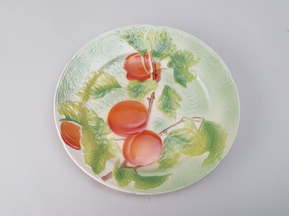 13 antique ceramic French faience Dessert Plates & Compotes, marked K & G, Saint Clement for Keller & Guerin