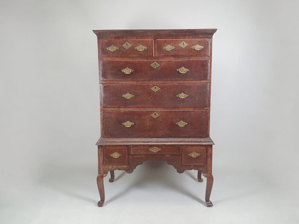 18th century English antique oak Chest on Stand