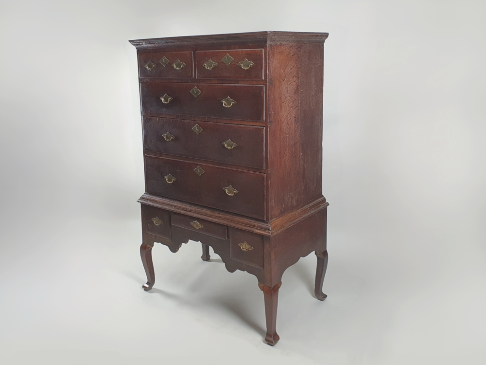 18th century English antique oak Chest on Stand