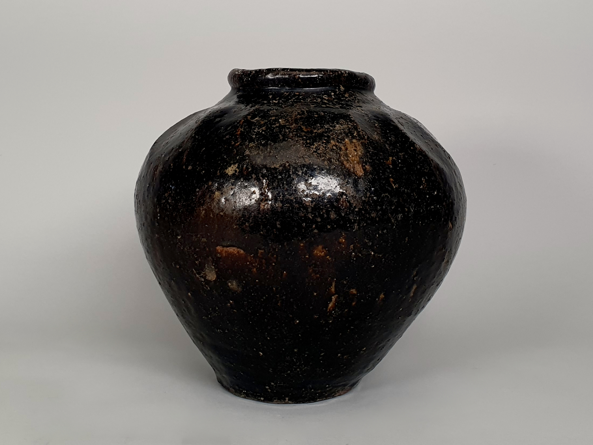 18th century antique ceramic rustic stoneware Chinese Wine Flagon