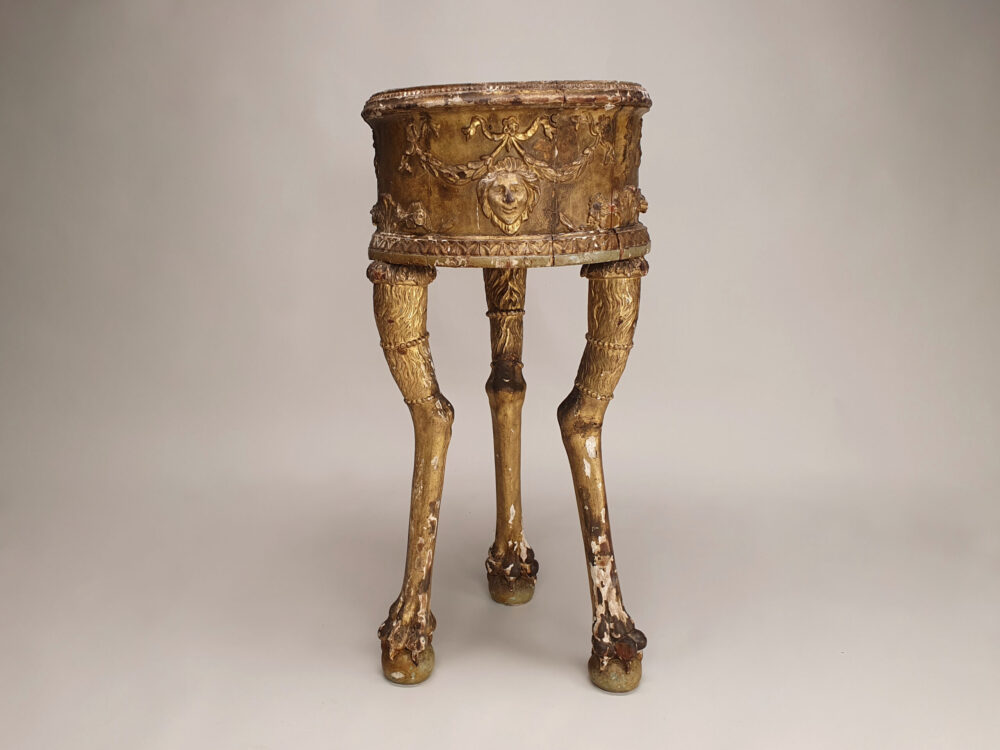 18th century antique giltwood Jardiniere Stand with a raised frieze and paw & ball feet