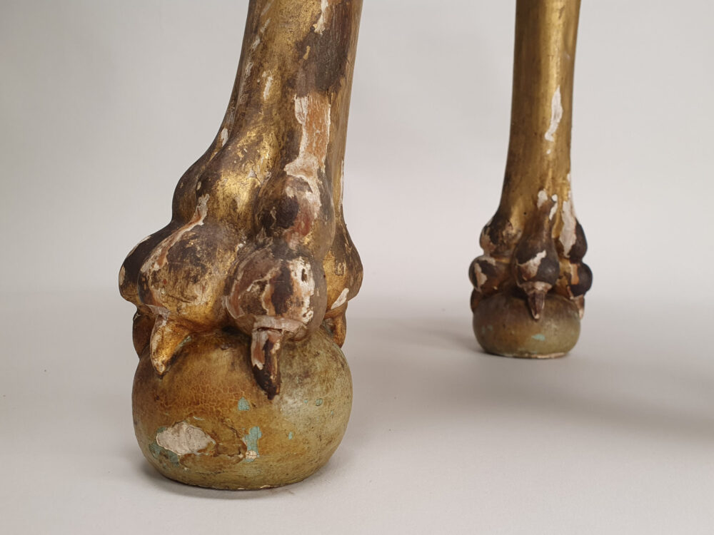 18th century antique giltwood Jardiniere Stand with a raised frieze and paw & ball feet