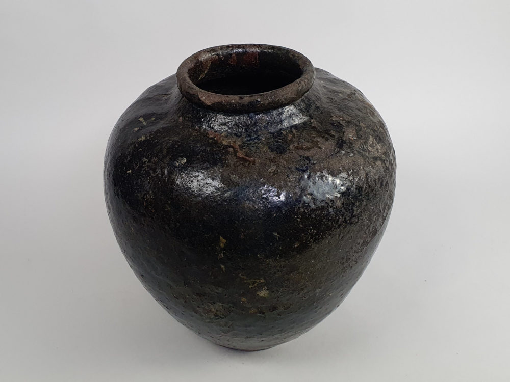 18th century antique ceramic rustic mottled Chinese Wine Flagon