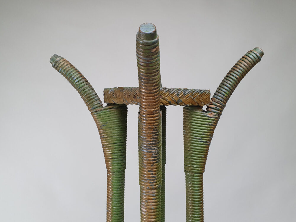 1930s antique Lloyd Loom Hat, Coat & Umbrella Stand in original green paint