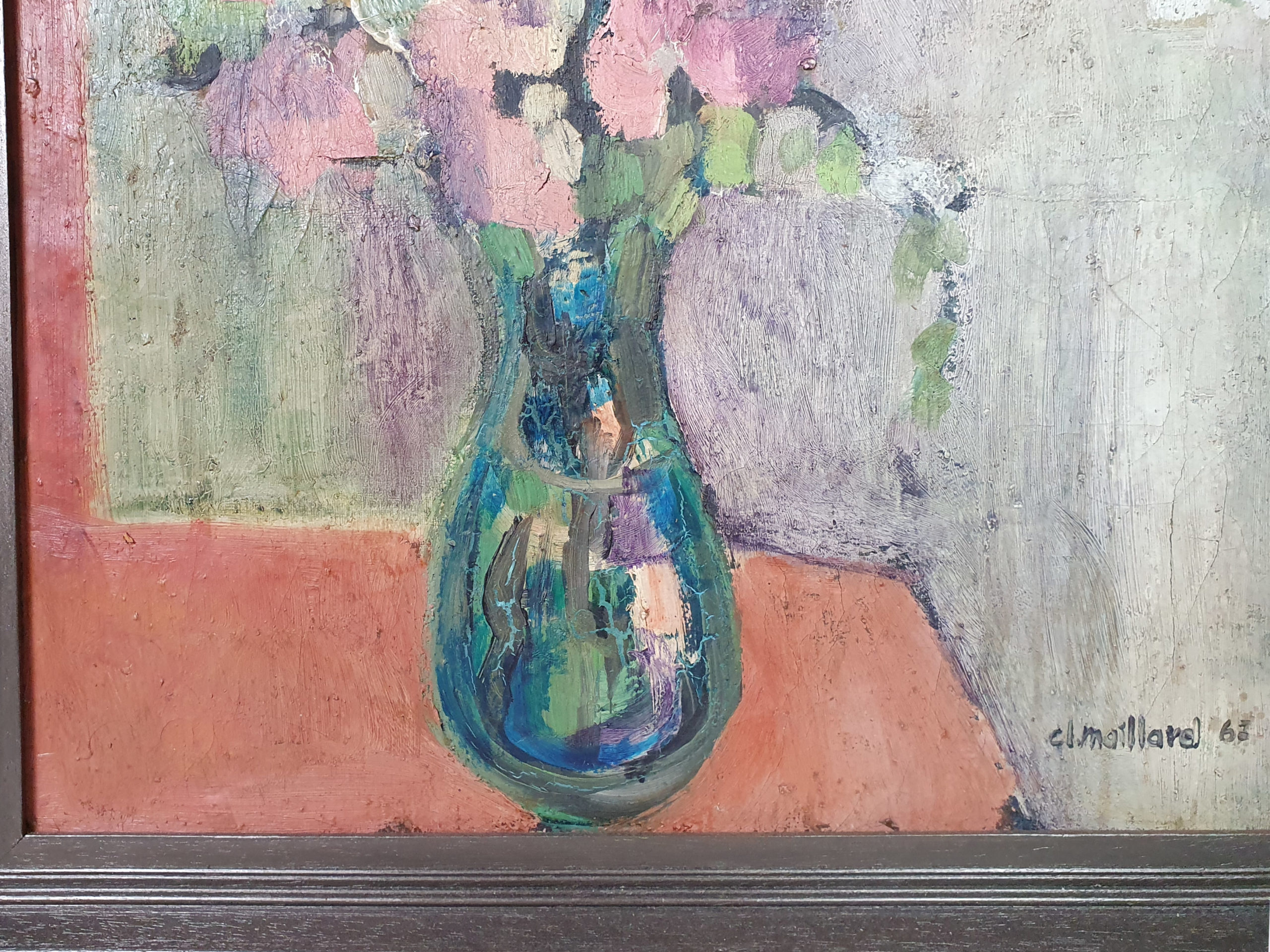 1960s impasto Floral Still Life in pastel colours