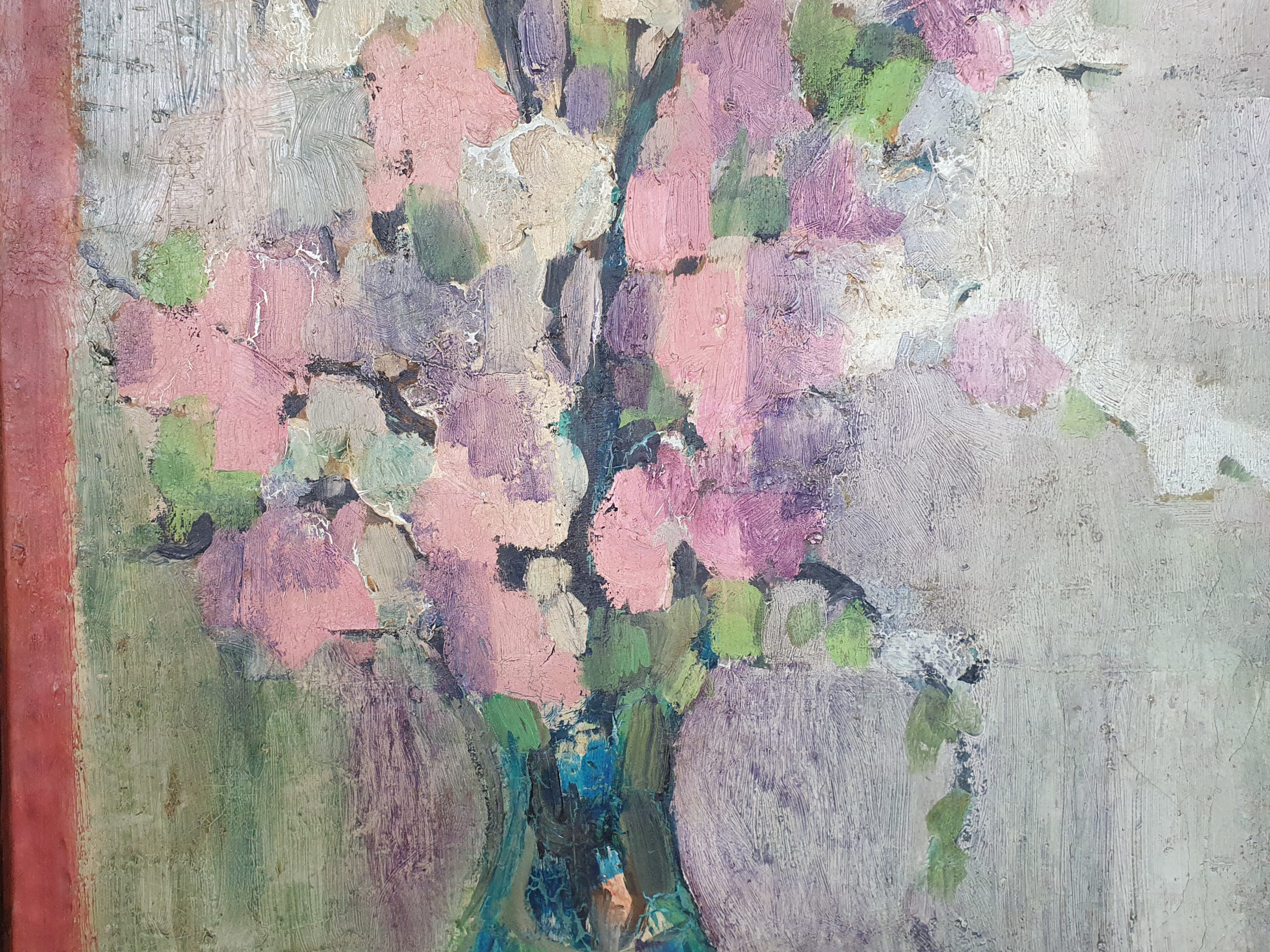 1960s impasto Floral Still Life in pastel colours