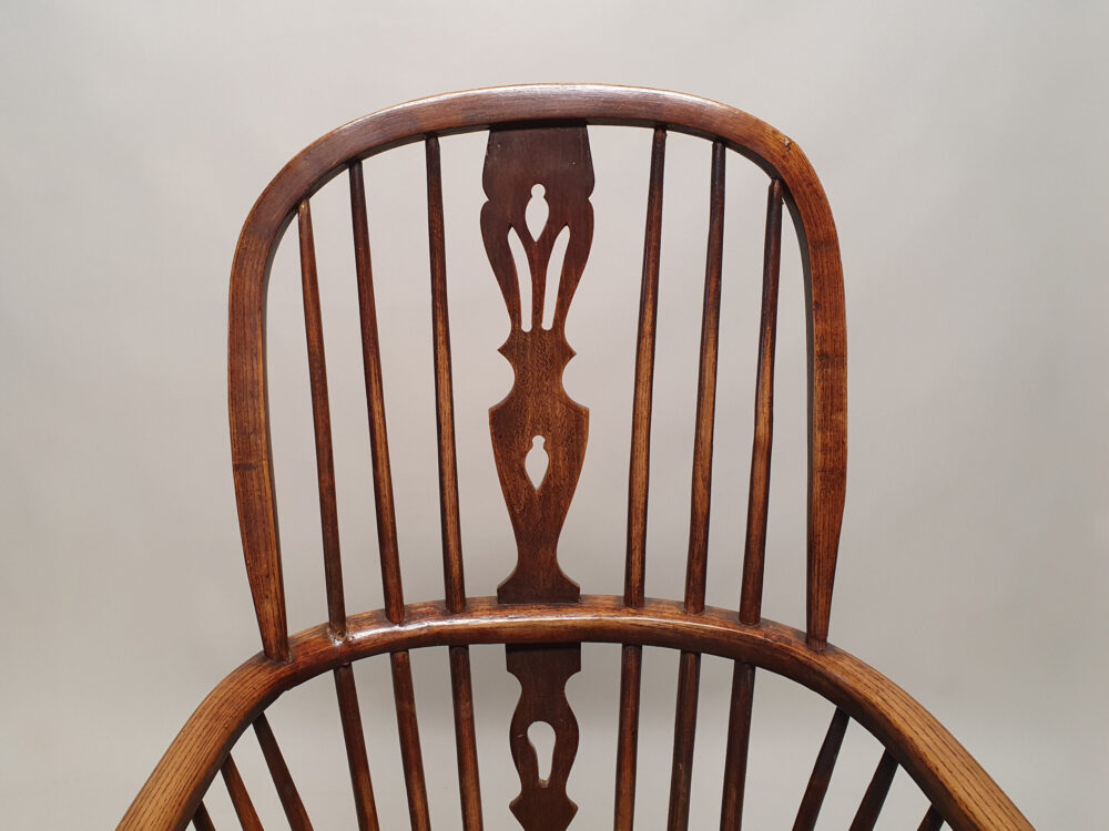 19th century English antique ash and elm Windsor high back Arm Chair