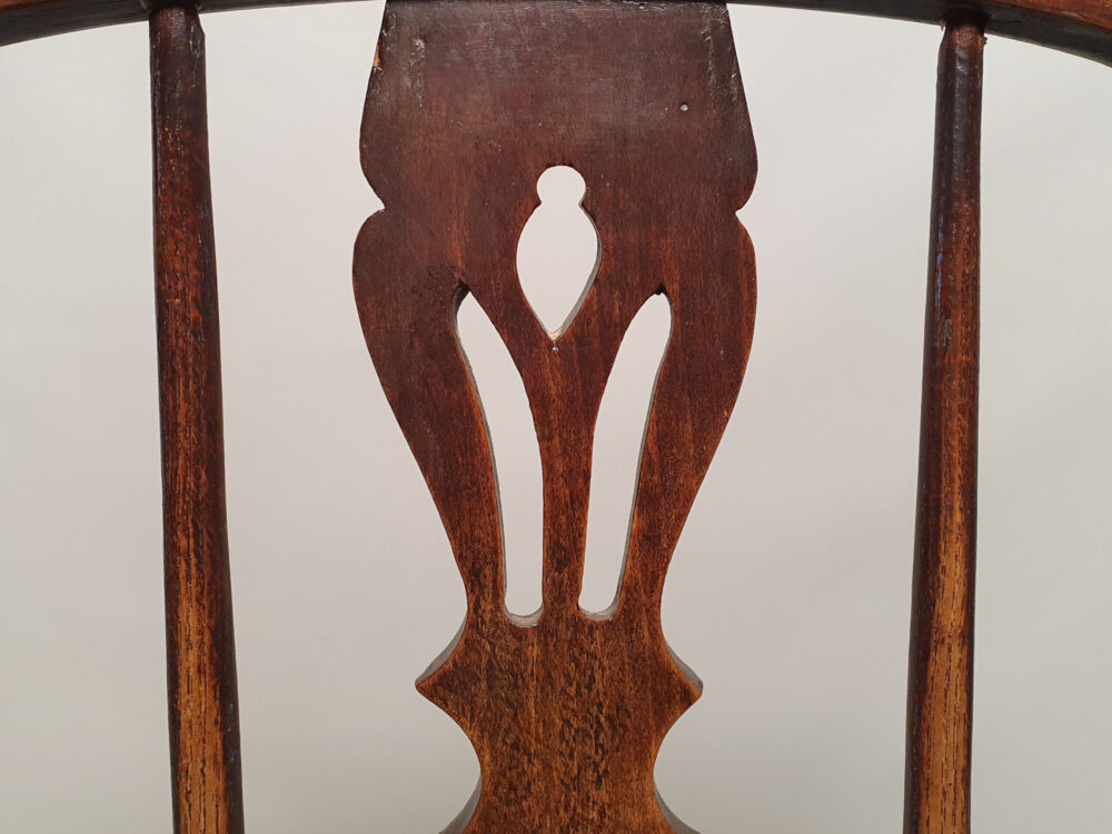19th century English antique ash and elm Windsor high back Arm Chair