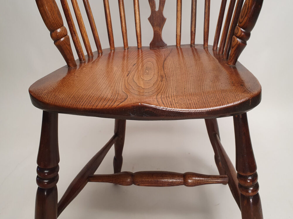 19th century English antique ash and elm Windsor high back Arm Chair