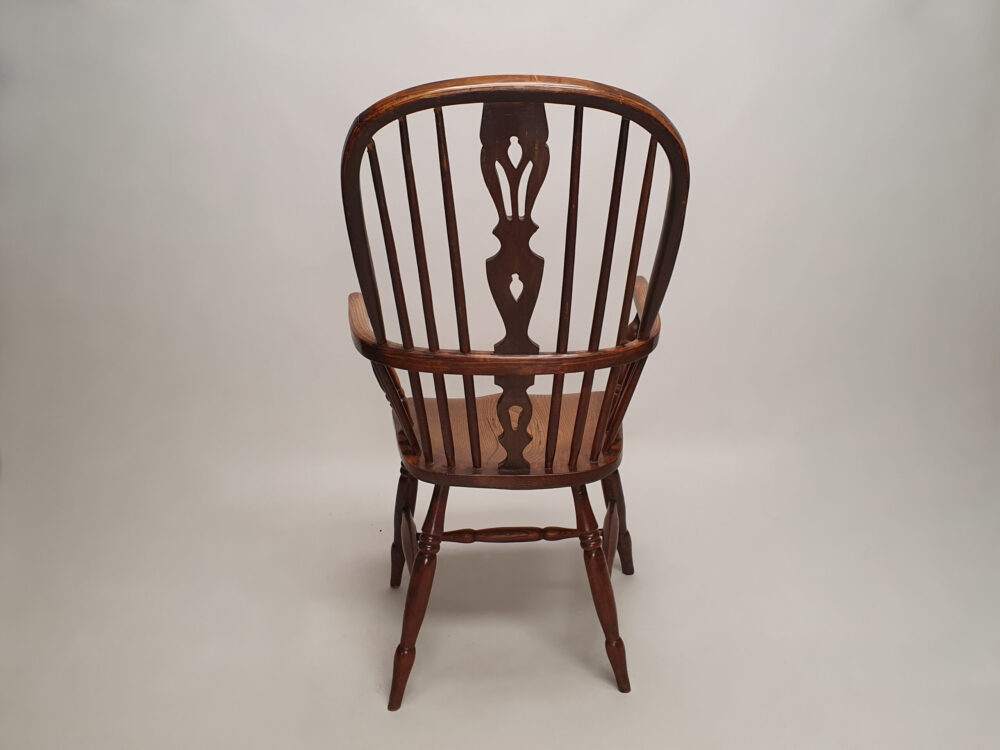 19th century English antique ash and elm Windsor high back Arm Chair
