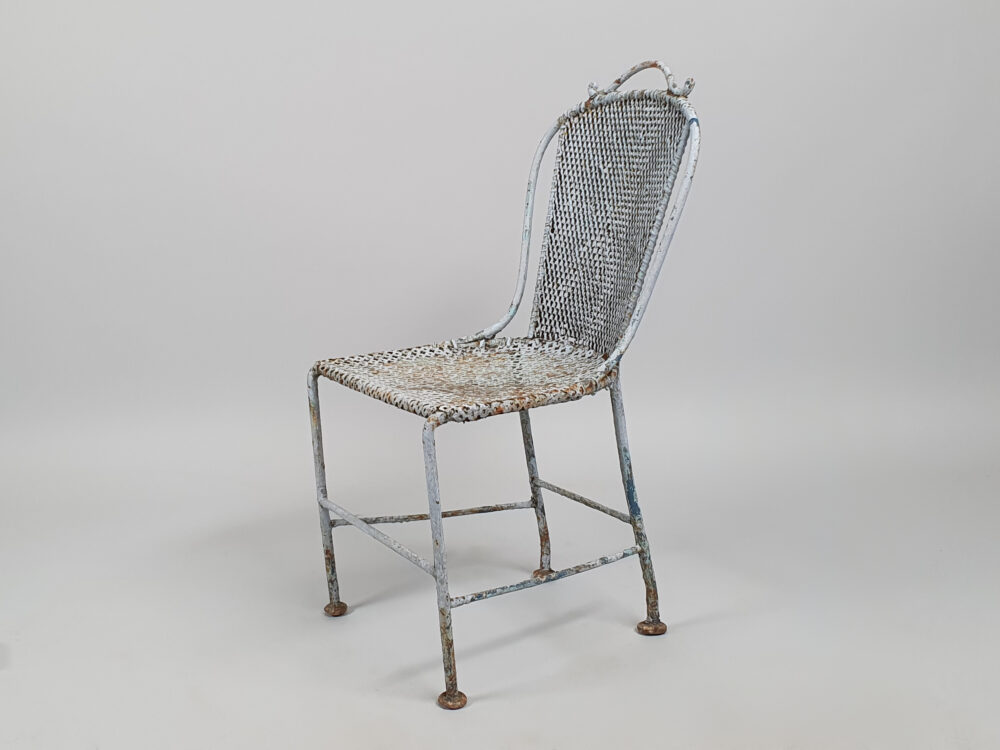 19th century French antique wrought iron child's Chair in original paint