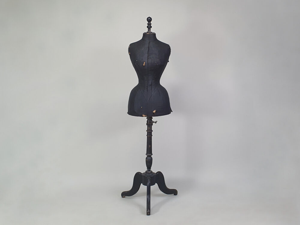 19th century French dressmakers wasp-waist black antique Mannequin