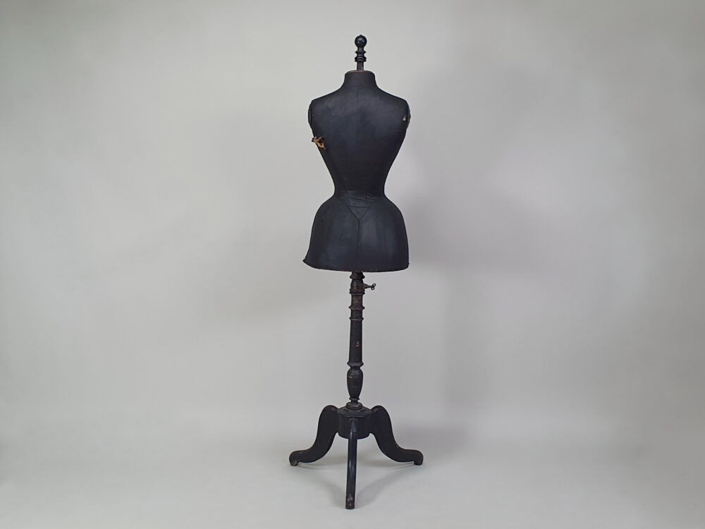 19th century French dressmakers wasp-waist black antique Mannequin
