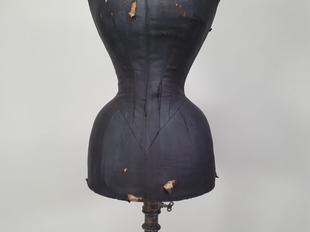 19th century French dressmakers wasp-waist black antique Mannequin
