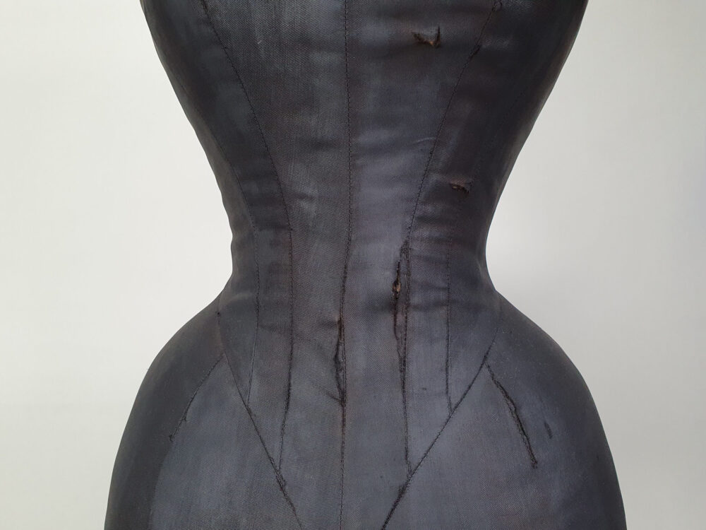 19th century French dressmakers wasp-waist black antique Mannequin
