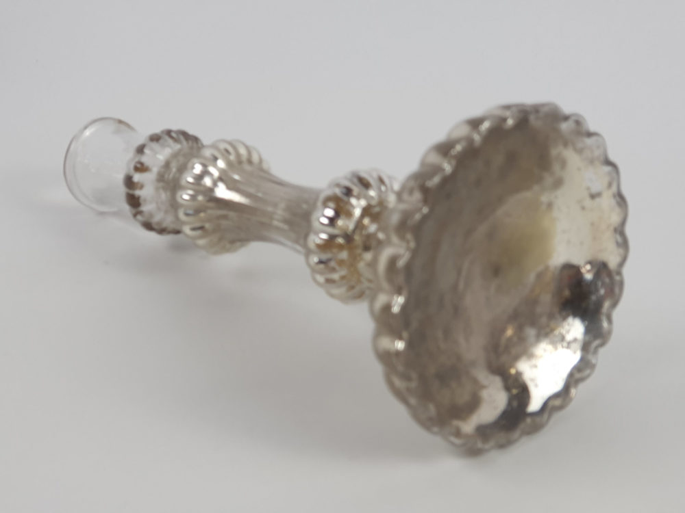 19th century French mercury glass ribbed Candlestick Holder