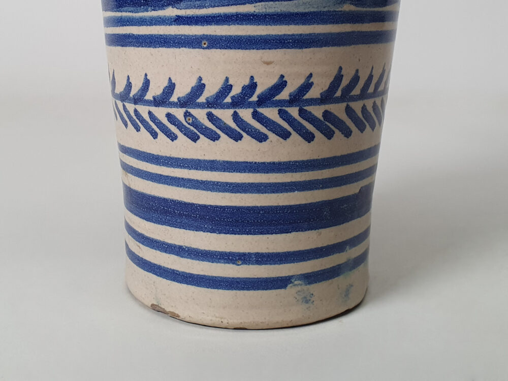 19th century Spanish Talavera blue & white antique ceramic faience Jug