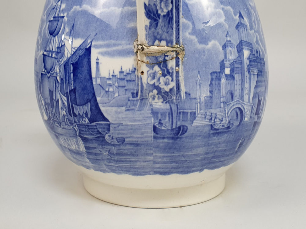 19th century Wedgwood Etruria blue and white Jug