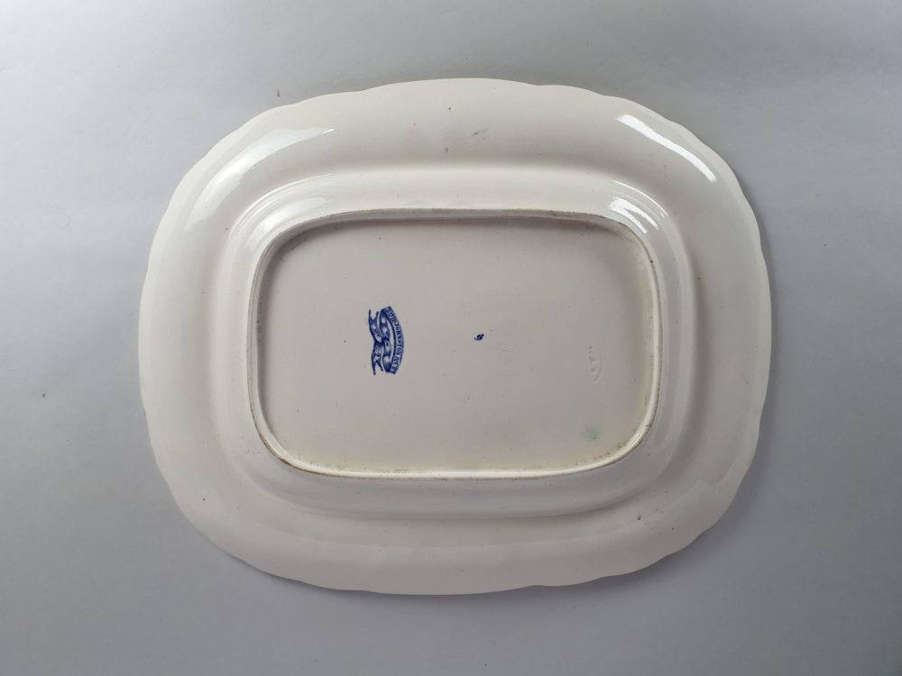 19th century antique Bordeaux Johnston blue and white transfer Meat Dish or Platter in an Oriental Design