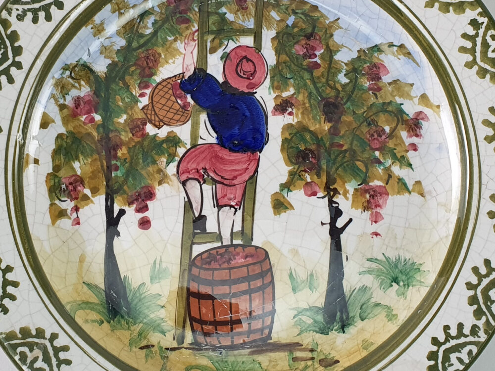 19th century antique Ceramic Plate depicting October