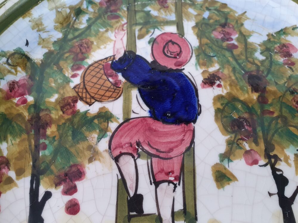 19th century antique Ceramic Plate depicting October