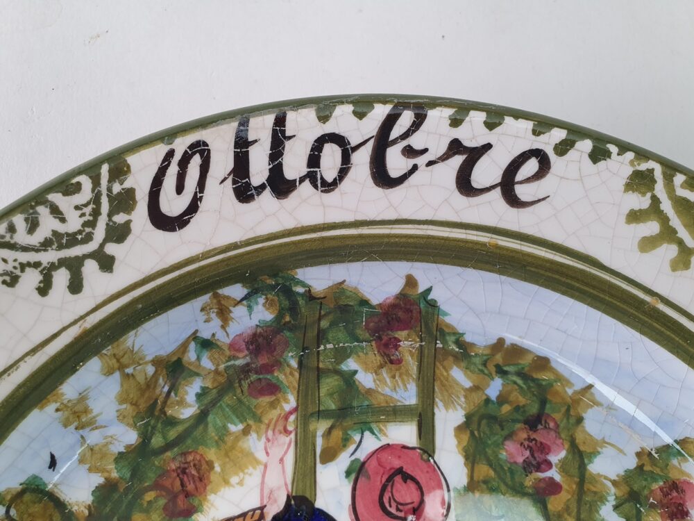 19th century antique Ceramic Plate depicting October