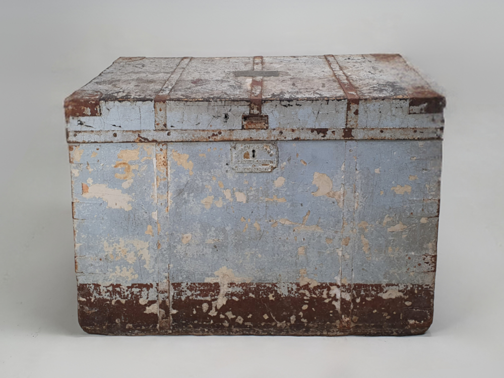 19th century antique J Grieve & Sons naval trunk
