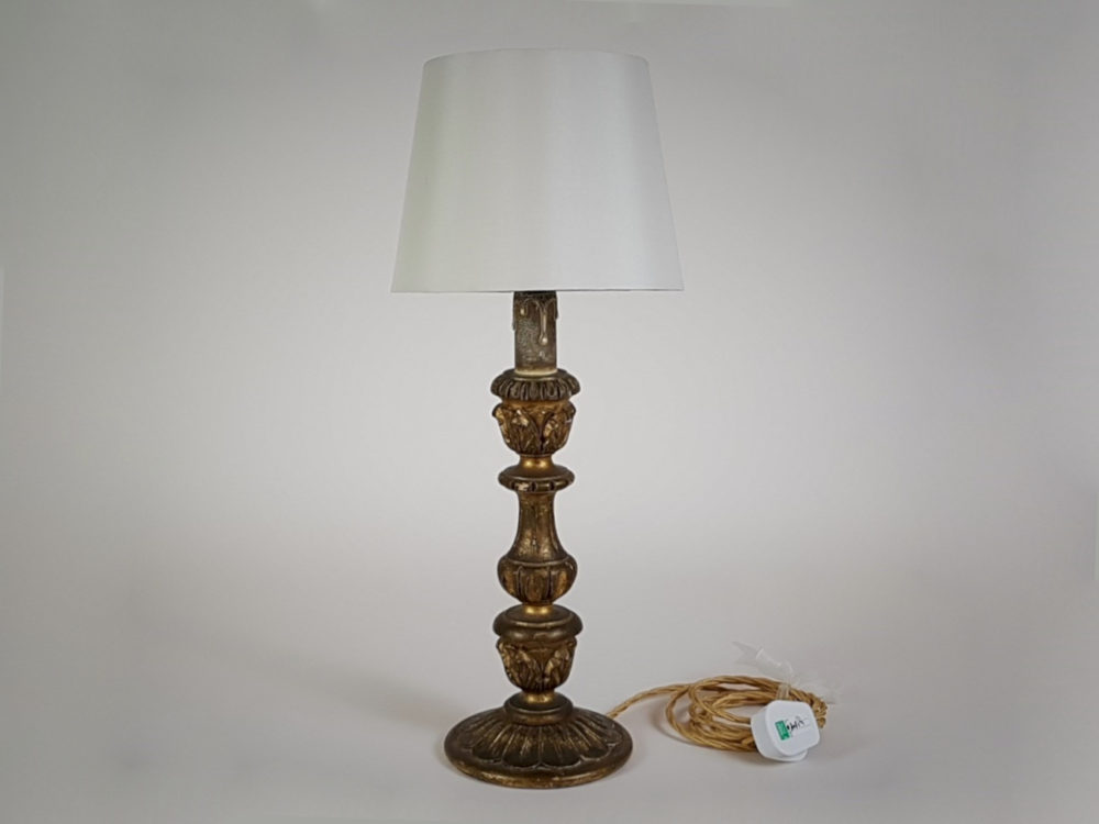 19th century antique carved gilt wood Table Lamp