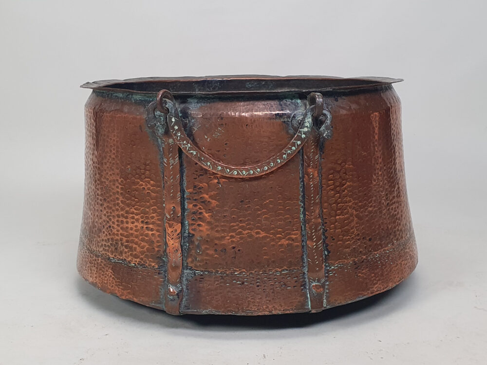 19th century antique copper Cauldron or Log Basket