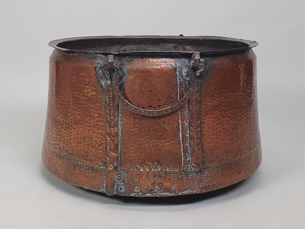 19th century antique copper Cauldron or Log Basket
