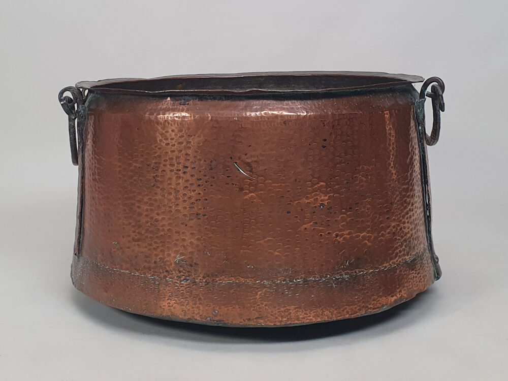 19th century antique copper Cauldron or Log Basket