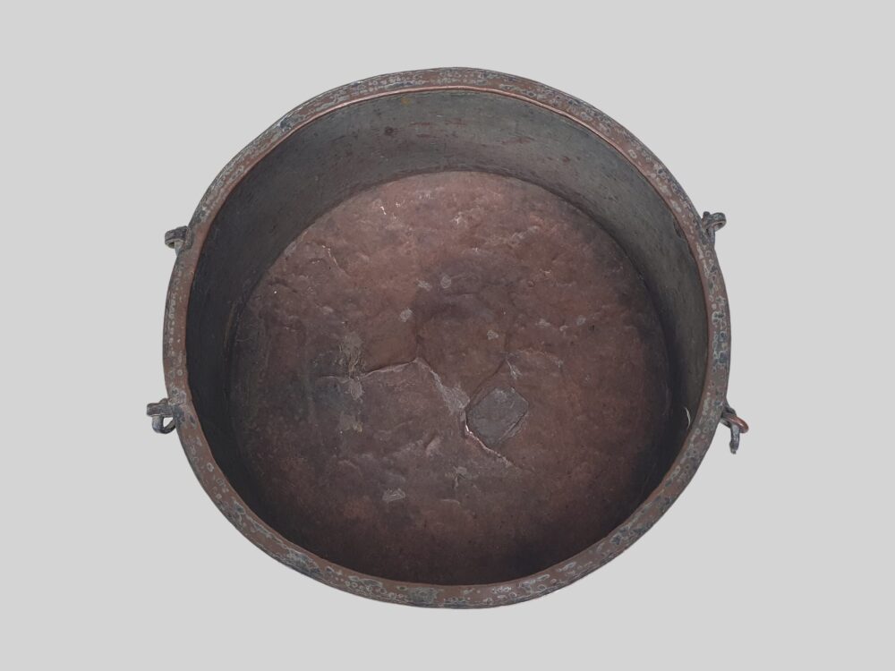 19th century antique copper Cauldron or Log Basket