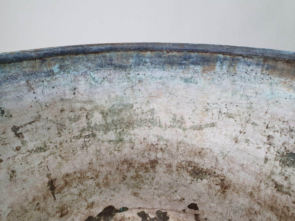 19th century antique copper Planter or Log Basket with handle