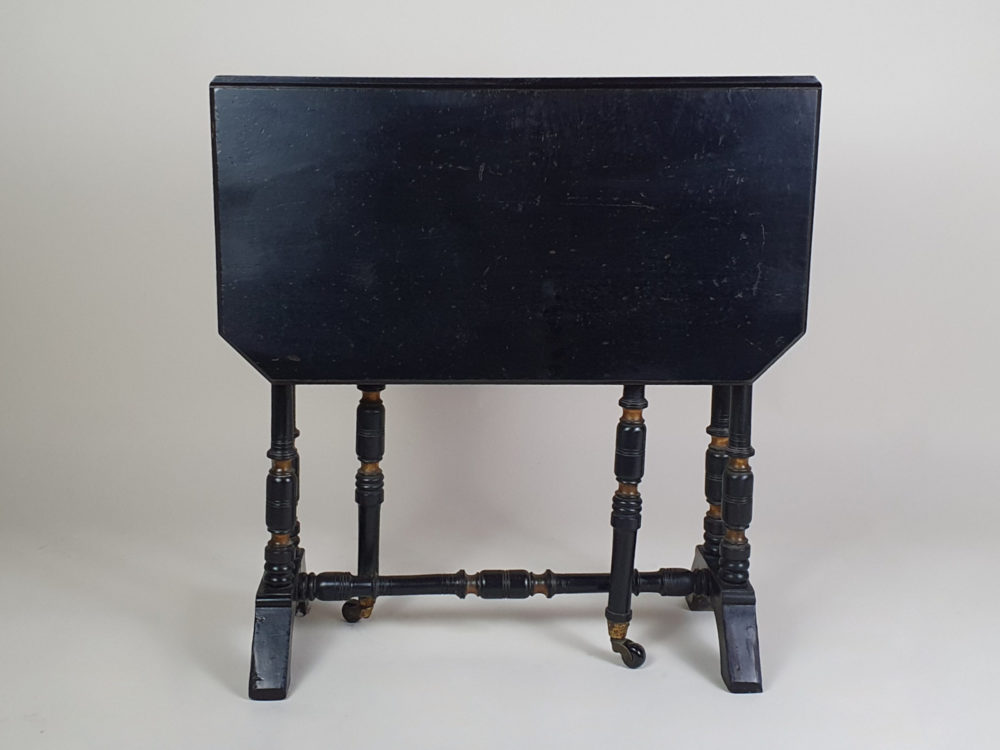 19th century antique ebonised Aesthetic Movement drop leaf side Table